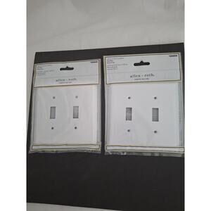 Allen Roth Simple Square Wall Plate 2-Gang Toggle White Finish Lot Of 2 4896606
